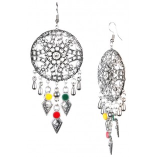 Silver Oxidized Earrings Jhumka Jhumki Bali Imitation Indian Bollywood Ethnic Wedding Jewelry H19